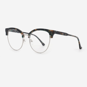 Classical Round Acetate And Metal Combined Women`s Optical Frames 23A3076