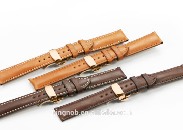 18 19 20 21 22 mm Stainless Steel Ross Gold Deployment Clasp Leather Watch Band Strap