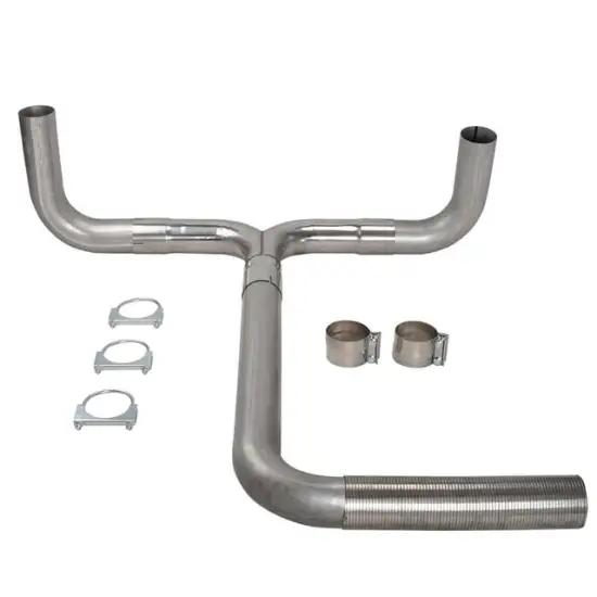 4 Inch T409 Stainless Steel Diesel Dual Stack Kit Exhaust T-Pipe for Chevy Dodge Ford Full Size Pickup
