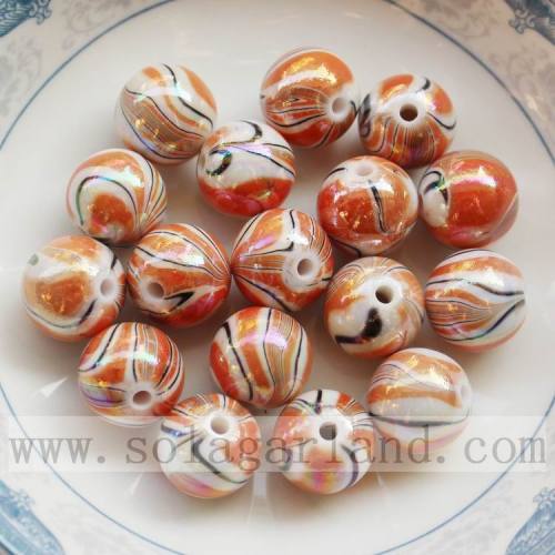 AB finished acrylic round beads with grain