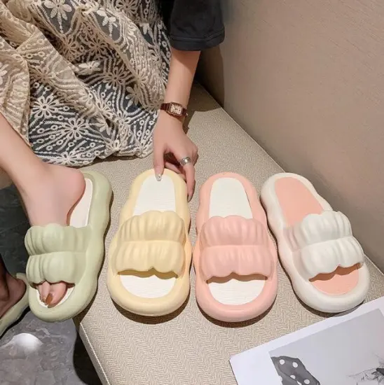 Summer Fashion: Cloud Sense Soft Slippers with Thick Sole, Sweet Flower Design, and Non-Slip Sandals