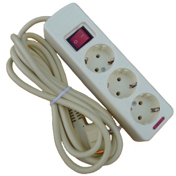 European Style 3-Way Extension Socket with Earth and Switch E5003ES