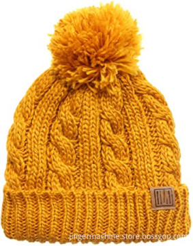 Women ribbed knit satin lined beanie hats