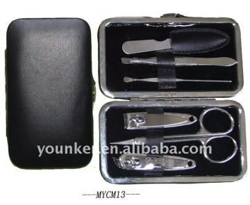 Leather Case manicure pedicure set kit with 6 pcs accessories