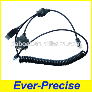 RJ45 ke RJ11, DB9 (M), USB AF Spiral Cable