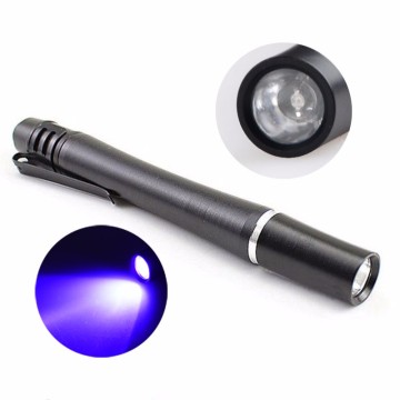 3W Mini UV Pen Flashlight with 395nm LED Ultraviolet Torch - Aluminum Alloy and Amber Portable Lantern by 3AAA Batteries