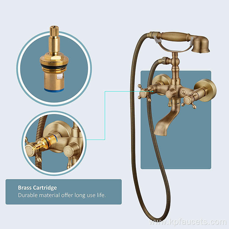 Freestanding Shower Brushed Gold Clawfoot Faucet