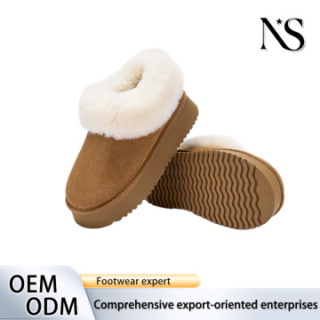 Zapatos de algodón para nieve con suela gruesa de ante camel