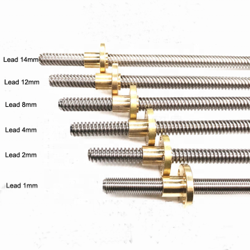 3D Print Compatible Trapezoidal Lead Screws with Brass Nuts for CNC Machinery