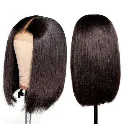 Natural black  Bob Wig Depuy Synthes Tfnadvanced Female High Temperature Silk Chemical Fiber Lace front  colored  Bob Wig