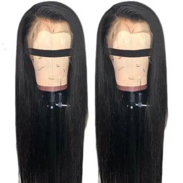 China Natural Color Long Swiss Lace Straight Hair Wig For Black Women 100% Raw Indian Human Hair Lace Front Wig