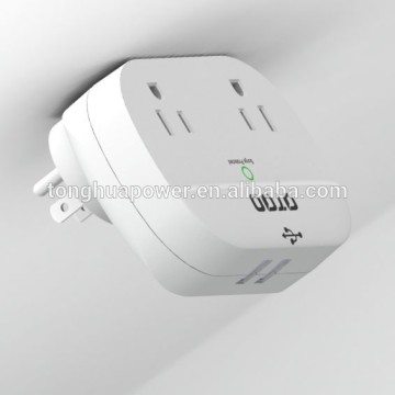 US 2 USB 2 outlet Wall Mount Surge Protector with surge protector plugs travel adaptor