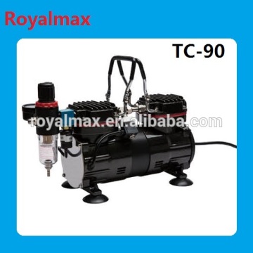 Royalmax Air pump,mini double cylinder airbrush compressor TC-90 for painting,tattoo,makeup and scientific research.Medical tool