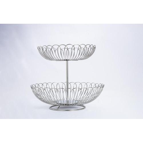 2 tiers detachable steel fruit basket bowl