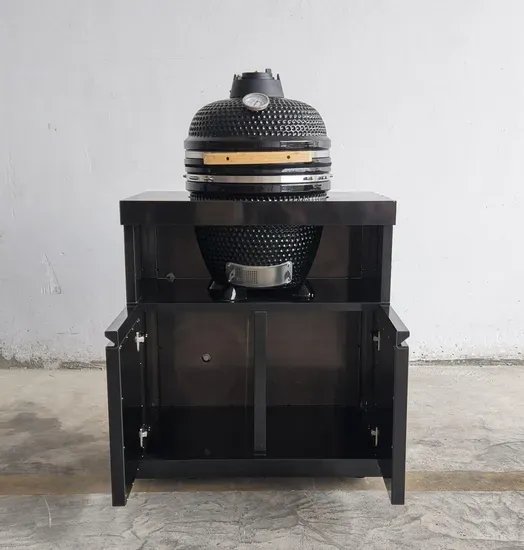 18" 304 Stainless Steel Kamado Ceramic Smoker Grill with Charcoal Patio Cabinet BBQ Egg Design