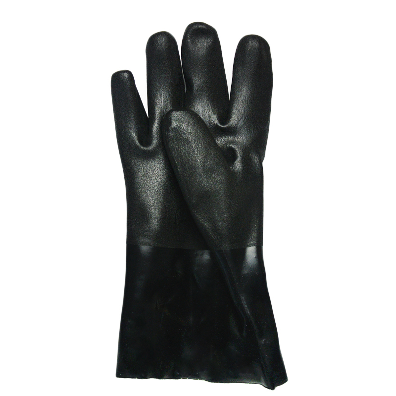 Guantes de trabajo de acabado arenoso de PVC negro