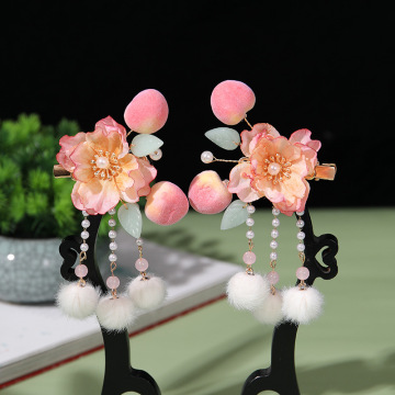 Vintage Hanfu Hair Accessories: Flower Tassel Hair Pins & Forks for Girls' Parties