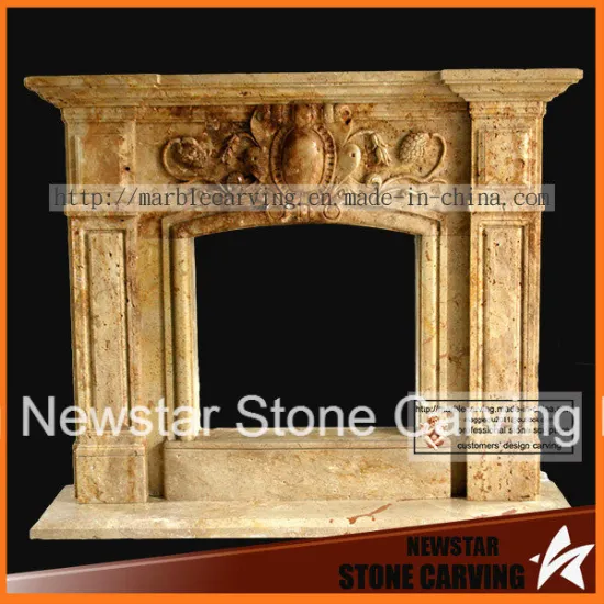Natural Stone Freestanding Indoor Fireplace Designs
