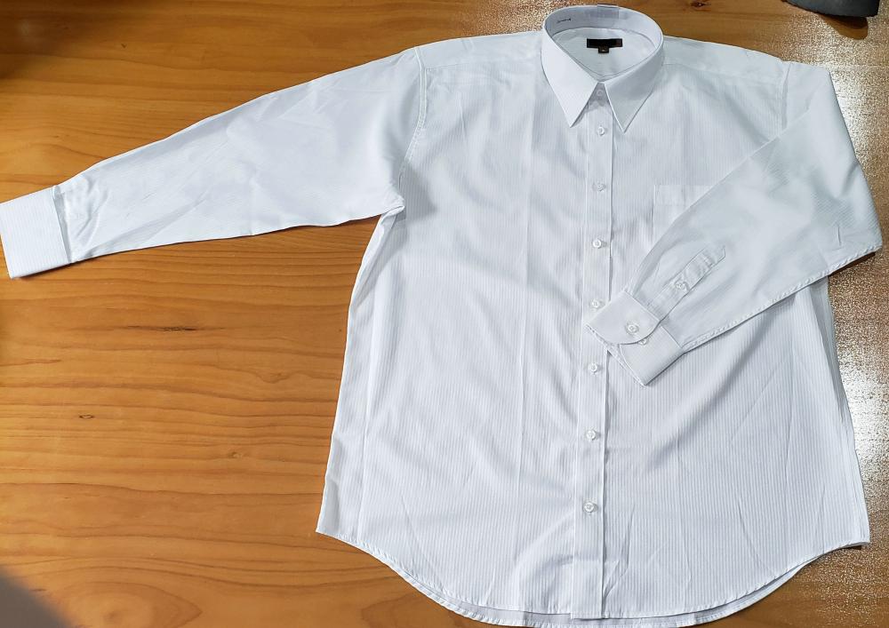 White Jacquard Long Sleeved Shirt For Men