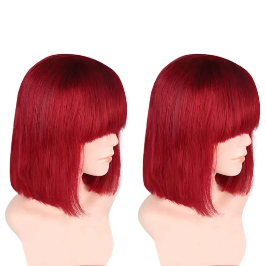 2021 hot sale machine made short human hair wigs straight none lace cheap bob wig