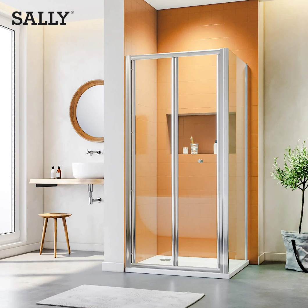 Sally 5 mm BIFOLD enmarcado ducha baño de baño biflante puerta de ducha de vidrio ducha de ducha húmedo pliegue de puerta