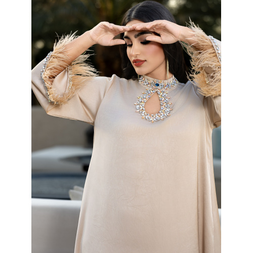 لباس عبایی تزیین شده از جنس ساتن