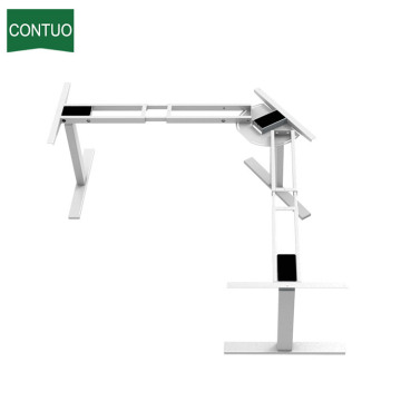 Computer Director L-Shape Uplift Table With Steel Legs