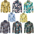 Camisa hawaiana de manga larga para hombre