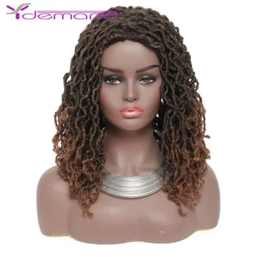Wholesale 14" Gypsy Locs Wig Ombre Curly Wavy Braided Hair Cheap For Black Women Faux Dreadlock Goddess Synthetic Wigs Y Demand