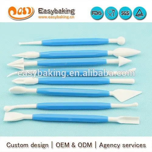 Factory direct 8 pieces plastic fondant modelling tool set for cake decoration