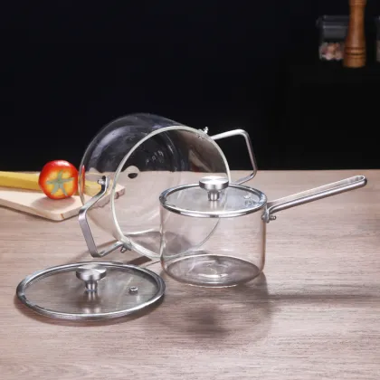 High Borosilicate Glass Cooking Pot & Cookware - Glass Milk Pot
