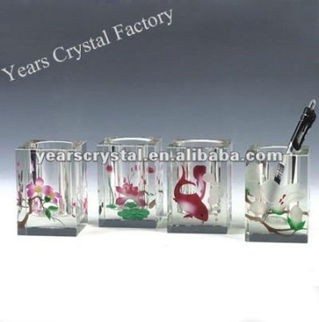 colorful crystal glass pen holder office stationery