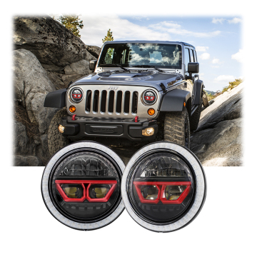 Lampu depan LED 12V 7 inci untuk Jeep Wrangler - Kecerahan Tinggi DRL Waterproof Rendah/Tinggi Rasuk
