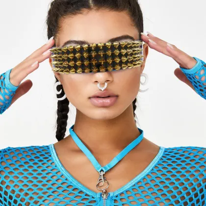 Punk Raven Gold Spike Sunglasses - Gothic Luxury Bling Goth Crystal Shades