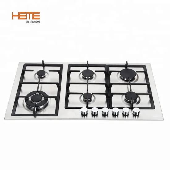 Durable Cast Iron Pan Gas Cooktop with Stainless Steel Construction and Battery Ignition