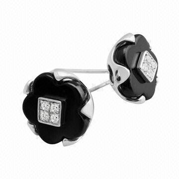 Black Exquisite Zirconia Ceramic 925 Silver Earrings