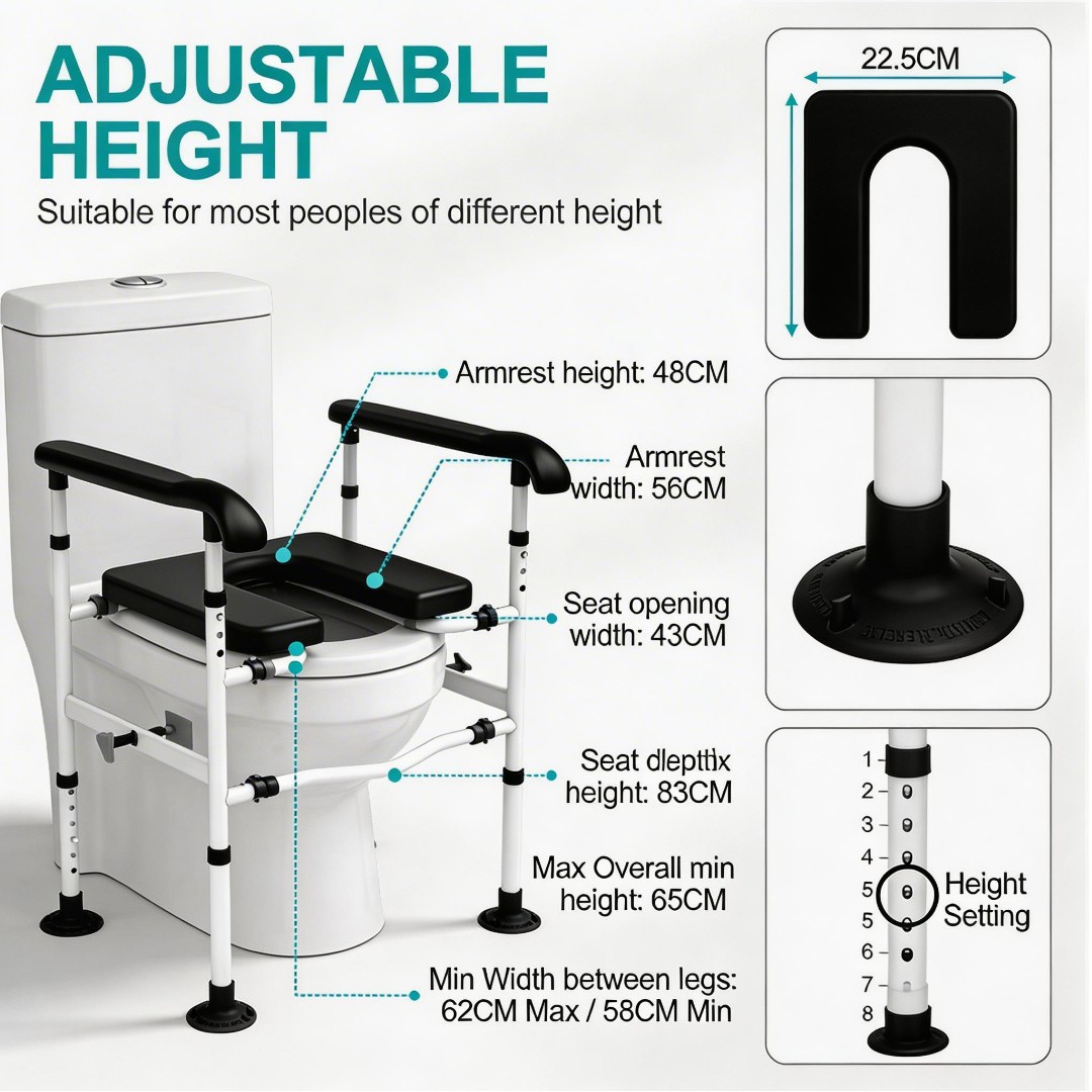 Adjustable Ergonomic Elevated Toilet Chair Frame for Seniors - View 4
