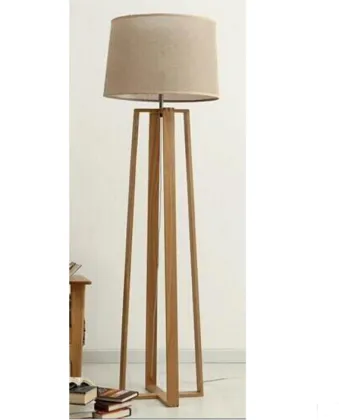 Home lighting fabric lamp shade wooden standing floor lamp tripod floor light