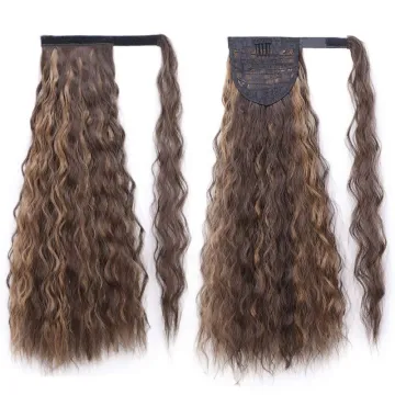 Heat Ok Black Long Body Wave Wholesale Synthetic Hair Drawstring High Ponytail Extensions For Black Women