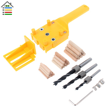 Wood Dowel Jig Kit 6 8 10mm Drill Guide Set with Wooden Pins Center Dowel Tenon Handheld Woodworking Quick Doweling Joints