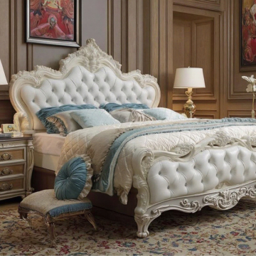 Modern UK Design Luxury Princess Furniture: King & Queen Size Solid Wood Beds for Home
