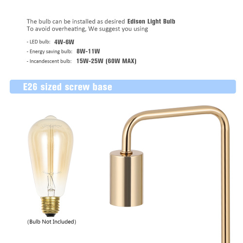 Kleine goldene Metalllampe für Bett