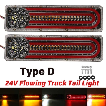 2pcs 24V LED Dynamic LED Car Truck Tail Light Turn Signal Lmap Rear Indicator Brake Lights for Lorry Trailer Van Caravan Bus