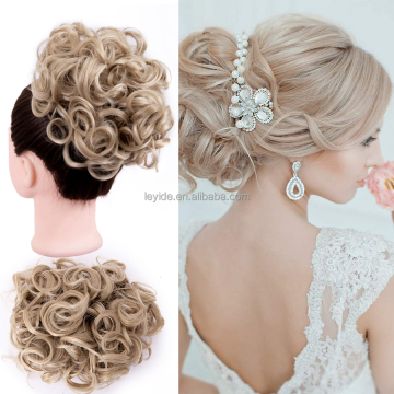 Women Messy Curly Combs Hair Bun Extensions Highlight Easy Stretch Hair Dish Chignon Clip in Updo Hairpiece Ponytail Accessory