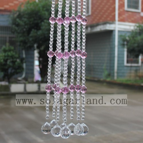 Light Pink Crystal Beads Curtains For Door Screens, High Quality Crystal Beads Curtains