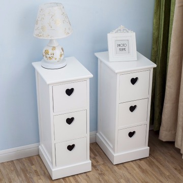 3 Drawers Heart Shape white Bedside Tables