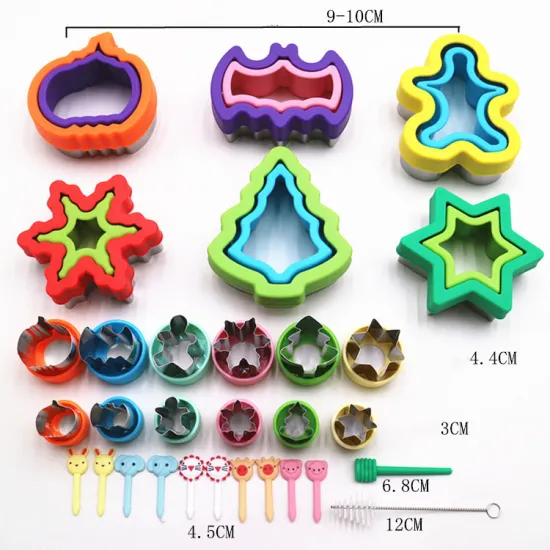 30pcs Stainless Steel Baking Tools DIY Halloween Sandwich Bread Cookie Cutters with Silicone Handles
