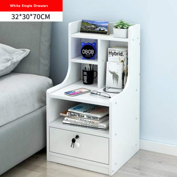 White MDF Nightstand with 2-Drawer Small Side End Table for Compact Spaces