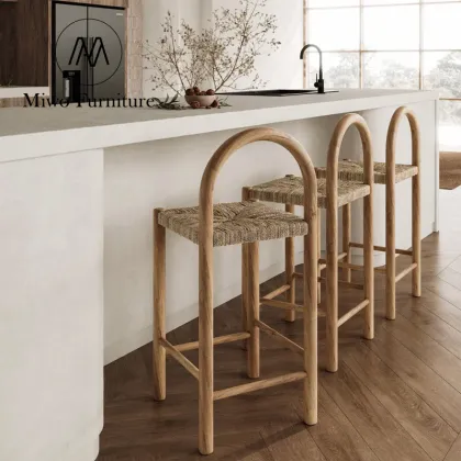 Outdoor French Medieval Solid Wood Vine Bar Stool