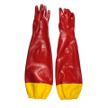 Red PVC Dipped glove reinforced cuff